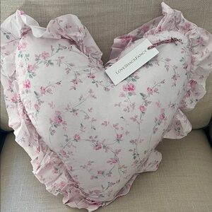 LoveShackFancy Pink Floral Heart Pillow